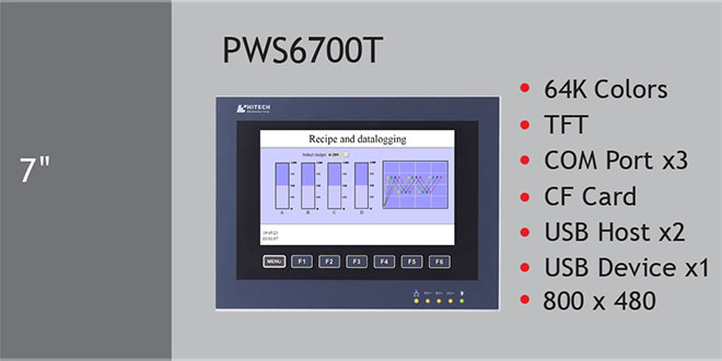PWS6700T Màn hình cảm ứng HMI Hitech 7 Inch 64K Color