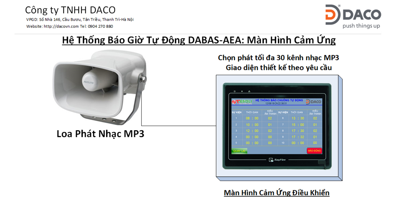 DABAS-AEA-HMI Hệ thống báo giờ tự động bằng nhạc chuông cho nhà máy, trường học