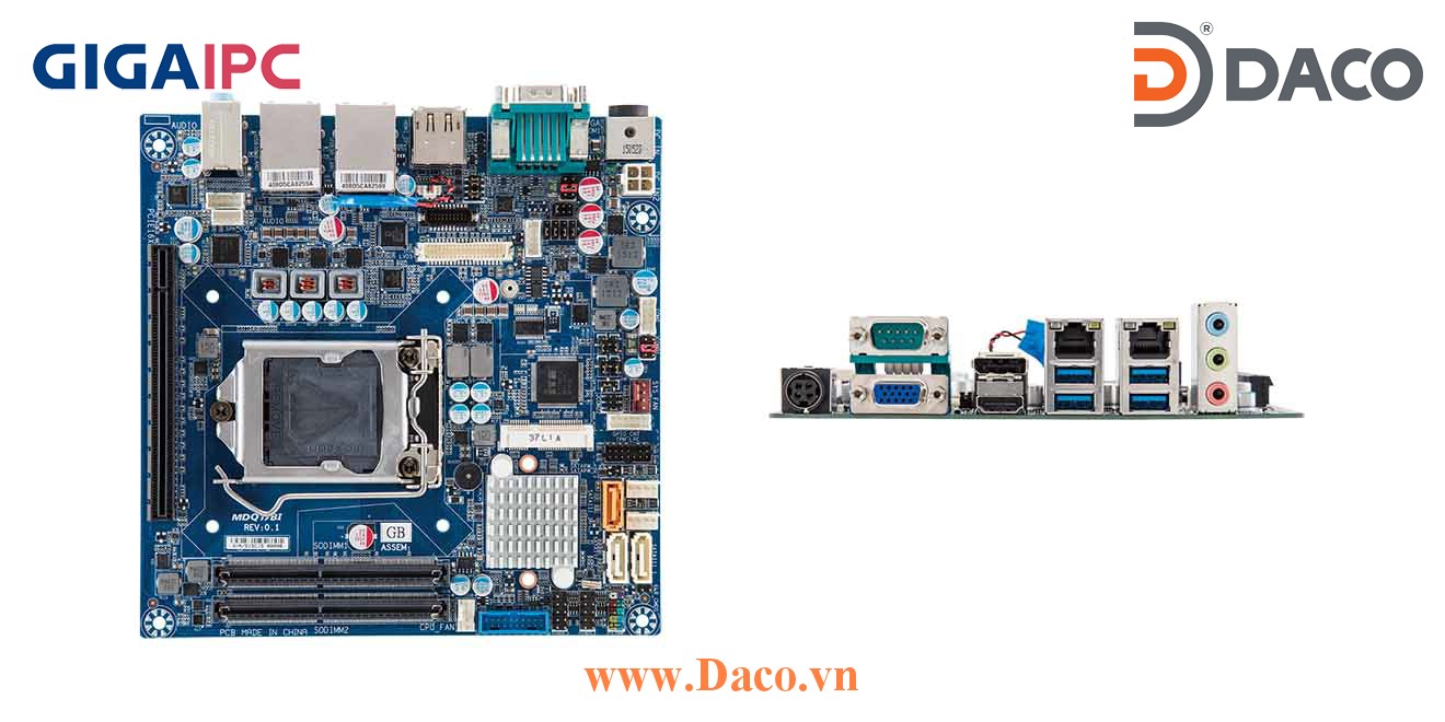 mITX-Q170A Main máy tính công nghiệp Intel® Core™ Processor thế hệ 6th, 7th, 2xDDR4 RAM, PCIe Slot, 2xGbE LAN, 2xCOM, 10xUSB, 3xSata 6Gb/s