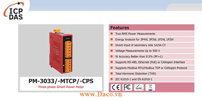 PM-3033 Đồng hồ đo điện thông minh 3 pha ICP DAS