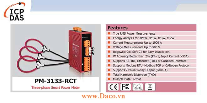 PM-3133-RCT Đồng hồ đo điện thông minh 3 pha ICP DAS