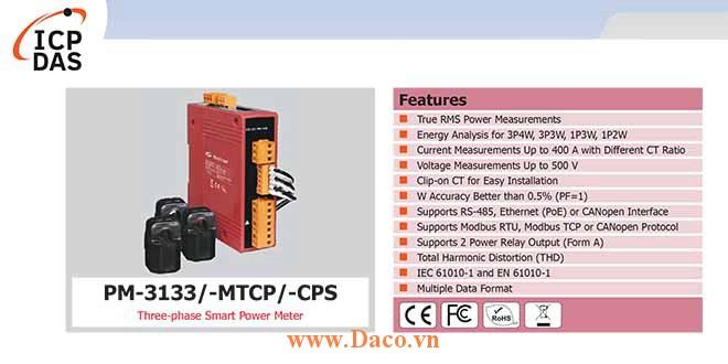 PM-3133 Đồng hồ đo điện thông minh 3 pha ICP DAS