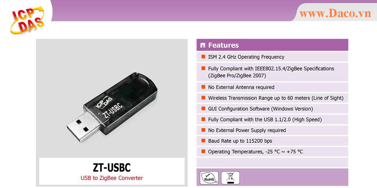 ZT-USBC Bộ chuyển đổi ZigBee sang USB