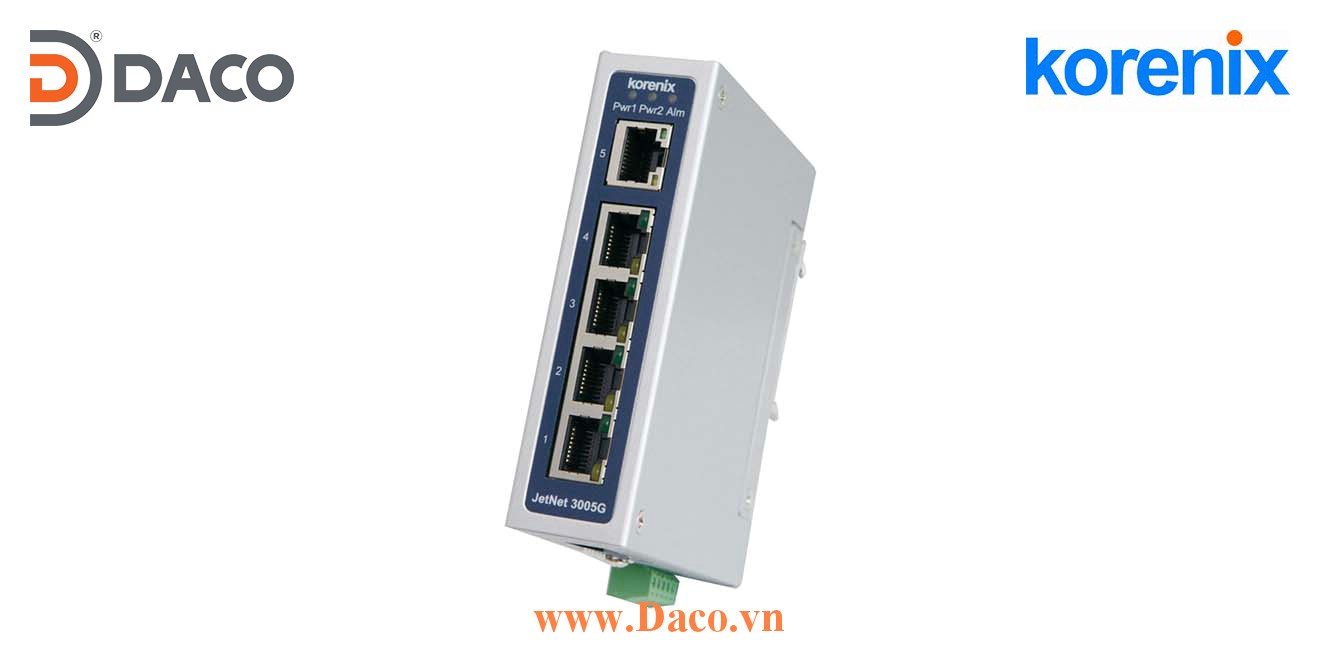 JetNet 3005G Korenix Unmanaged Switch công nghiệp Gigabit Ethernet 5 cổng LAN