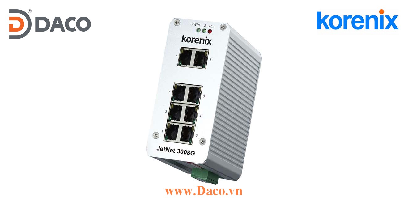 JetNet 3008G Korenix Unmanaged Switch công nghiệp Gigabit Ethernet 8 cổng LAN