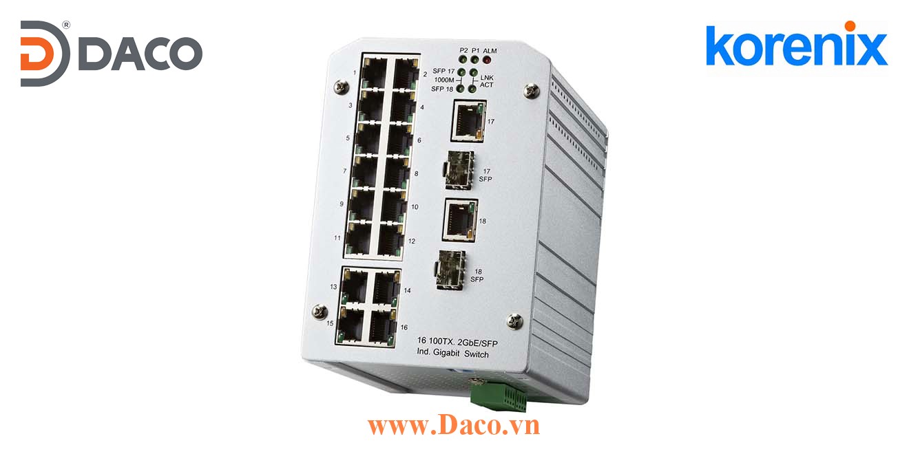 JetNet 3018G Korenix Unmanaged Switch công nghiệp Gigabit Ethernet 18 cổng LAN