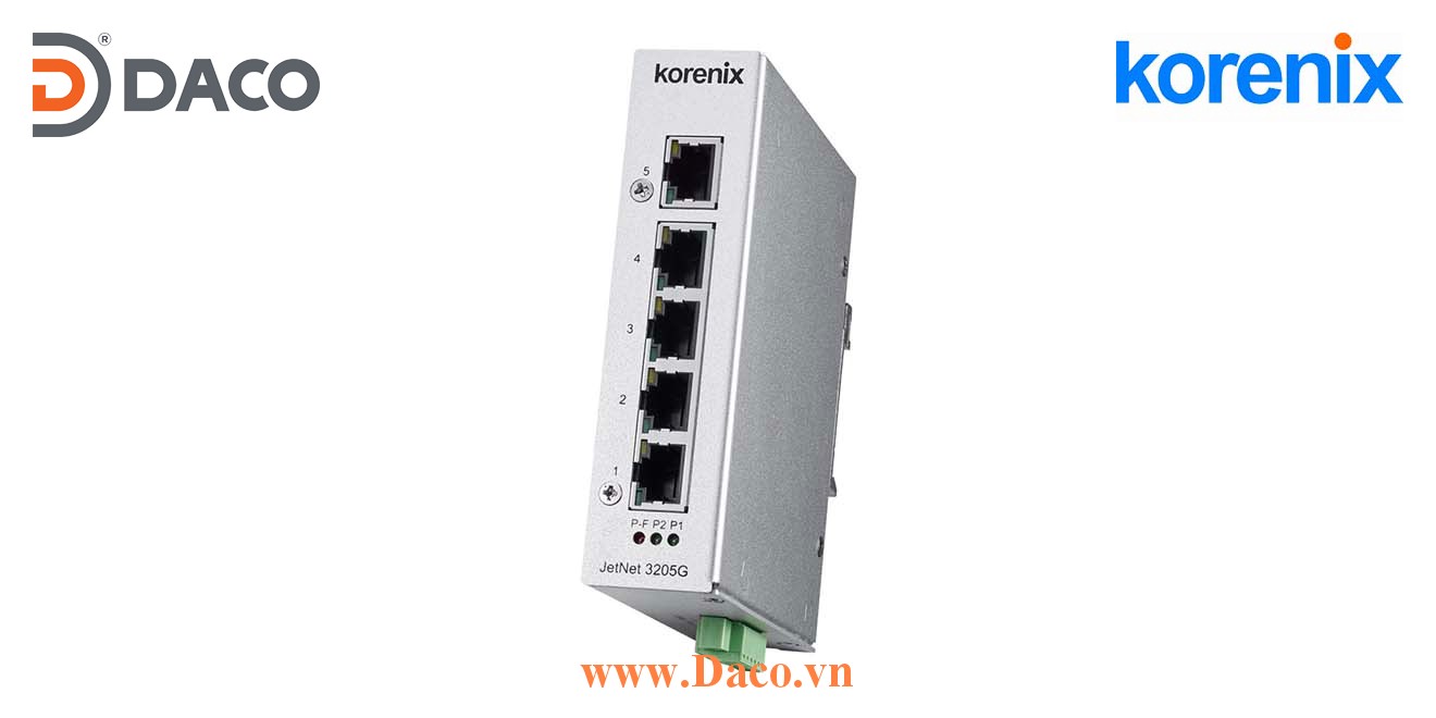 JetNet 3205G Korenix Unmanaged Switch công nghiệp Gigabit Ethernet 5 cổng LAN