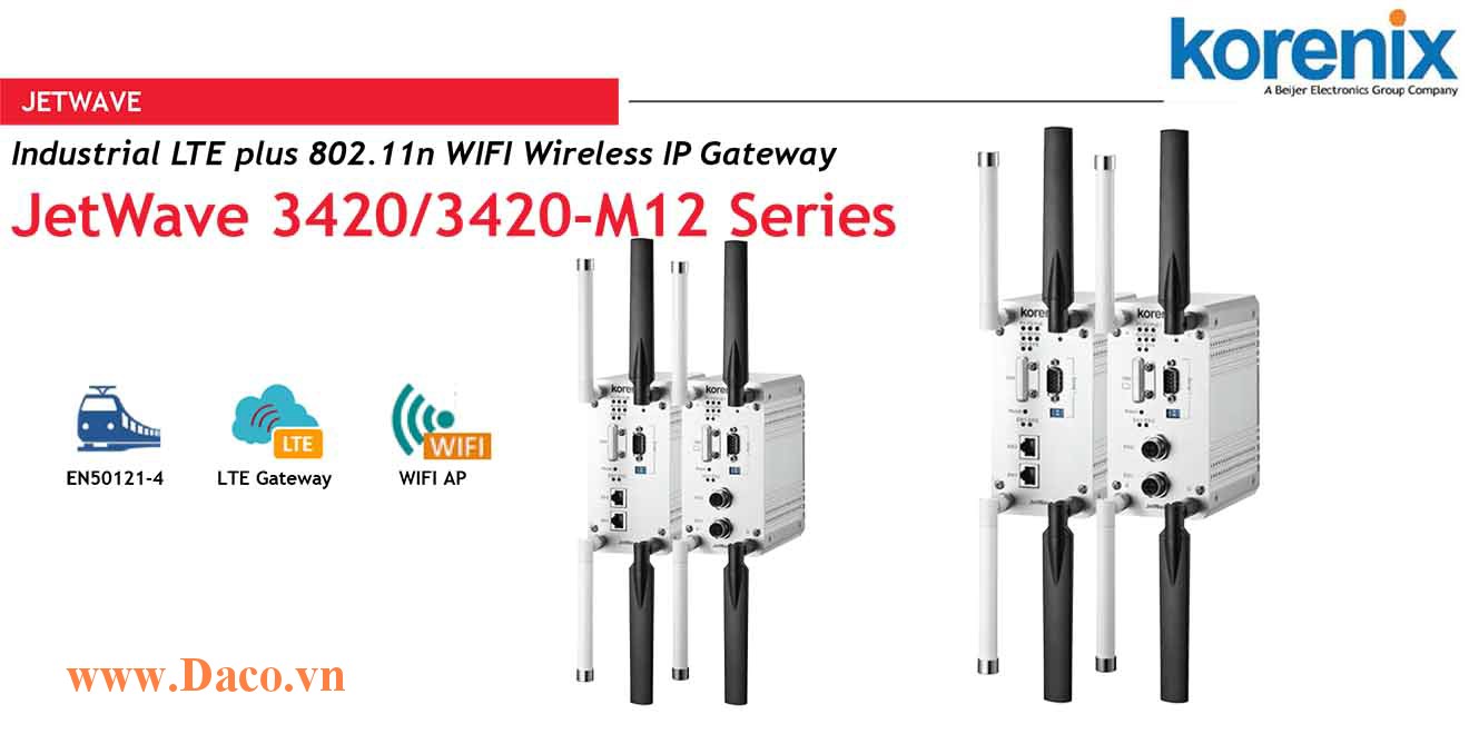 JetWave 3420 V3 Industrial LTE plus 802.11n WIFI Wireless IP Gateway