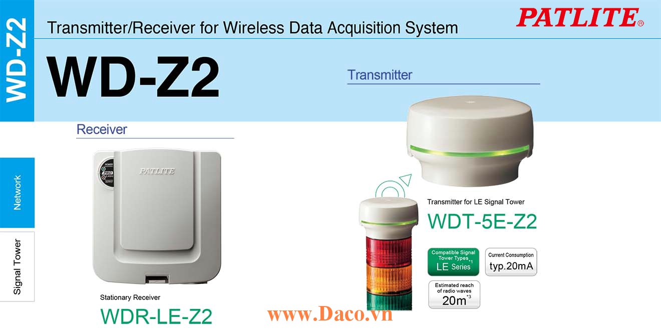 WDT-5E-Z2 Module phát tín hiệu không dây cho đèn tháp Patlite Φ50 Wifi Đèn tháp LE IP65
