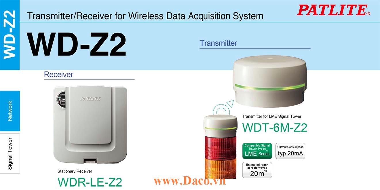 WDT-6M-Z2 Module phát tín hiệu không dây cho đèn tháp Patlite Φ60 Wifi Đèn tháp LME IP65