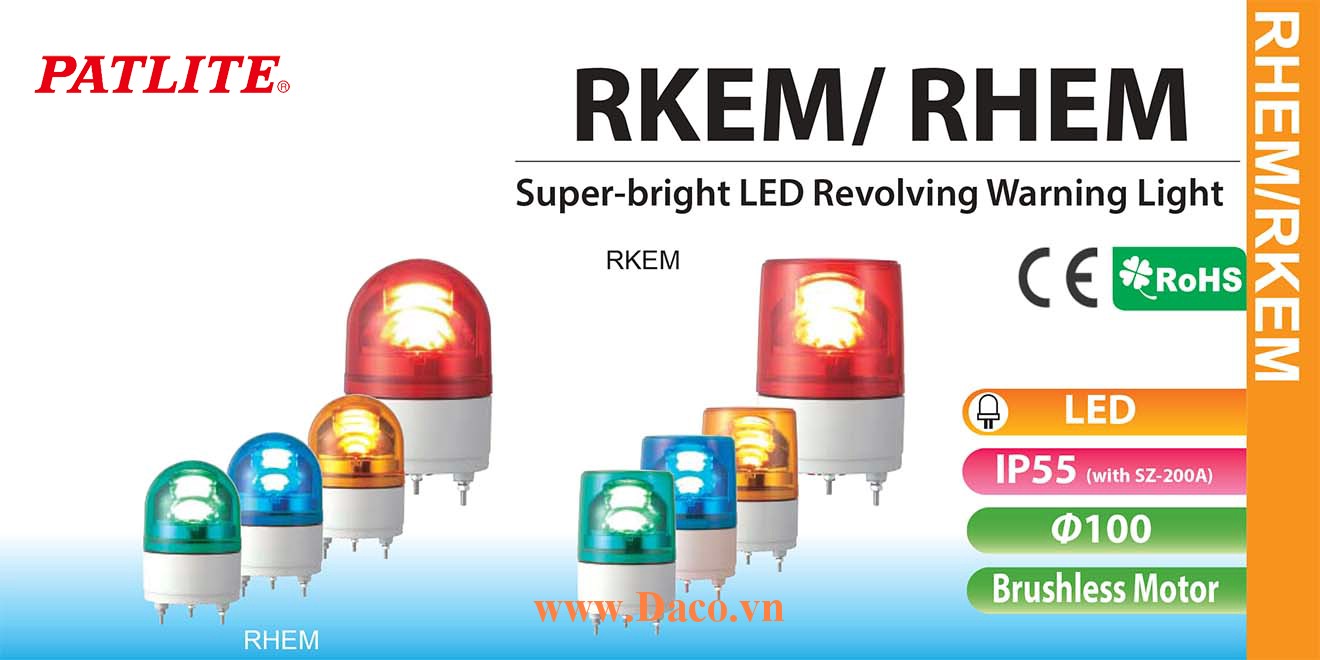 RKEM-M2-B Đèn quay Patlite Φ100 Bóng LED IP23