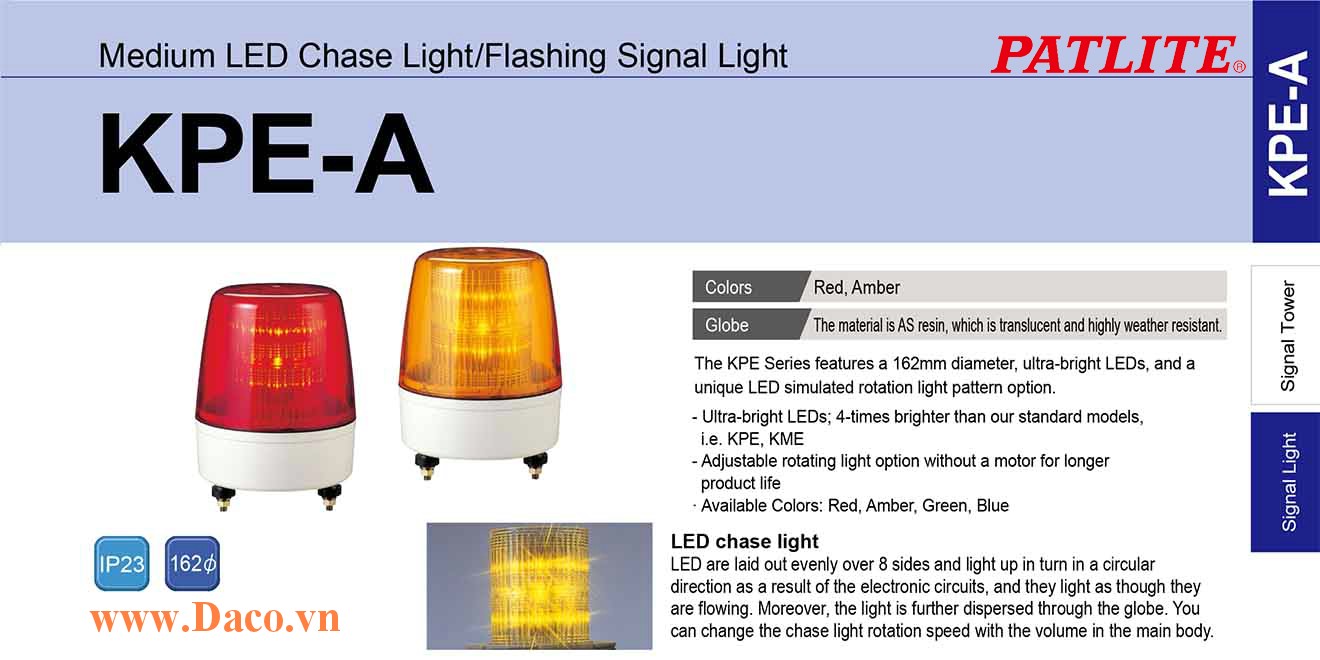 KPE-100A-R Đèn báo hiệu Patlite Φ162 Bóng LED IP23