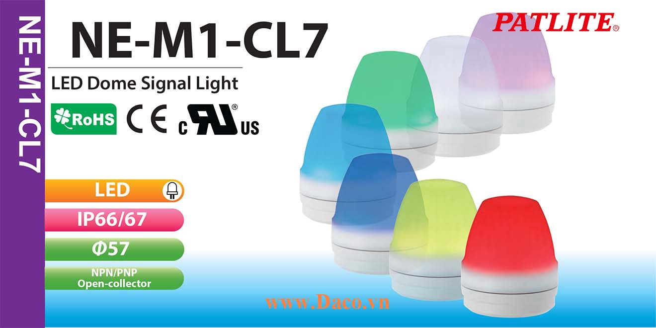 NE-M1-CL7 Đèn báo hiệu 7 màu Patlite Φ57 Bóng LED IP66/IP67