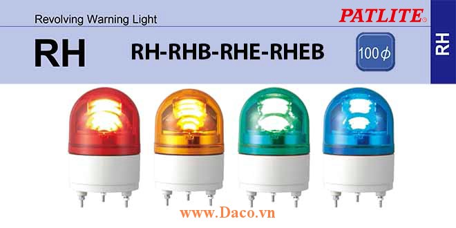 RH-R-Y-G-B Nắp đèn quay RH-RHB-RHE-RHEB-WH Φ100 Patlite