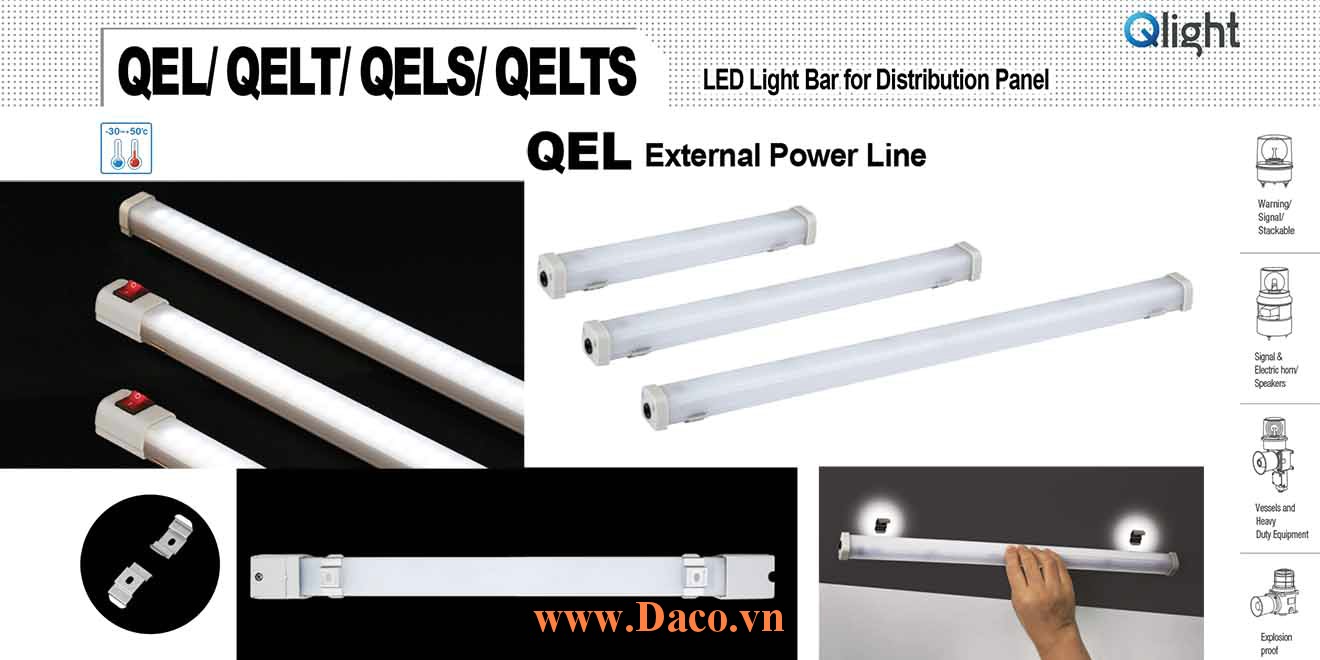 QELS-400 Đèn LED chiếu sáng tủ điện Qlight, Công tắc ON/OFF Bóng LED Dài 400 mm