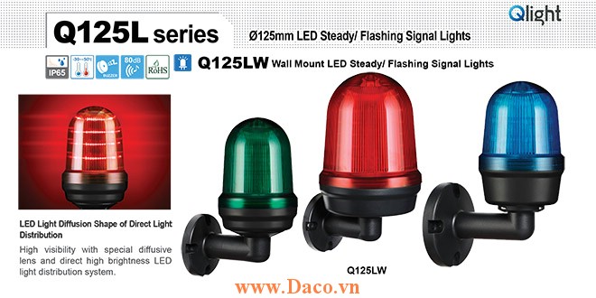 Q125LW-BZ-110/220-A Đèn cảnh báo Qlight Φ125 Bóng LED 110VAC~220VAC IP44