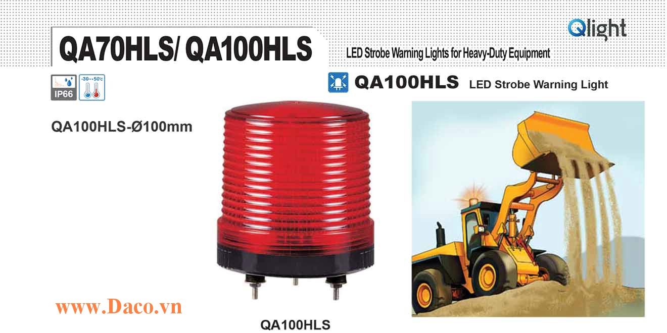 QA100HLS-12/24-A Đèn báo hiệu xe công trình Qlight Φ100 Bóng LED 12VDC~24VDC IP66