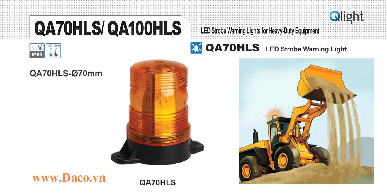 QA70HLS-12/24-R Đèn báo hiệu xe công trình Qlight Φ70 Bóng LED 12VDC~24VDC IP66
