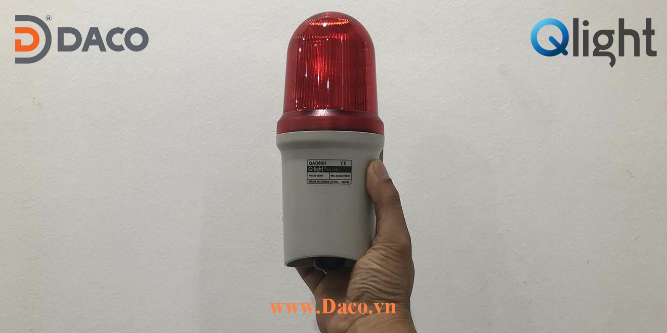 QAD80 Hình ảnh thực tế Đèn cảnh báo tín hiệu có loa gắn tường Qlight Hàn Quốc Φ80
