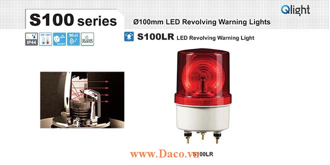 S100LR-110-G Đèn quay tín hiệu Qlight Φ100 Bóng LED  IP44