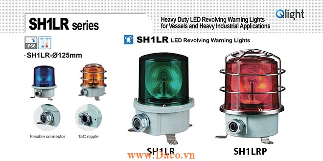 SH1LRP-110-G Đèn quay cảnh báo Qlight Φ125 Bóng LED  IP66, KIM, ABS, CE, Lồng Inox bảo vệ