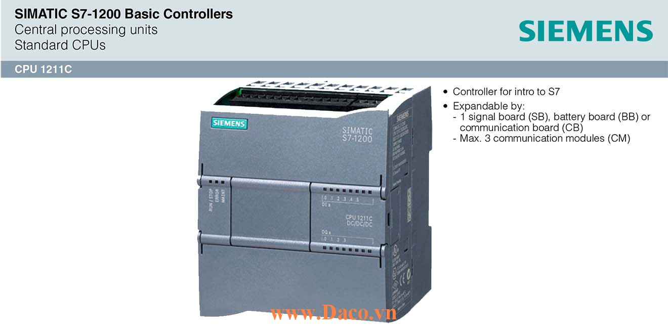S7-1200 CPU 1211C Bộ điều khiển lập trình PLC Siemens 6DI/4DQ/2AI