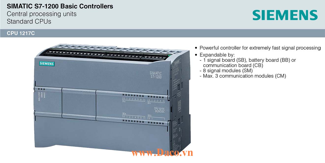 S7-1200 CPU 1217C Bộ điều khiển lập trình PLC Siemens 14DI/10DQ/2AI/2AQ