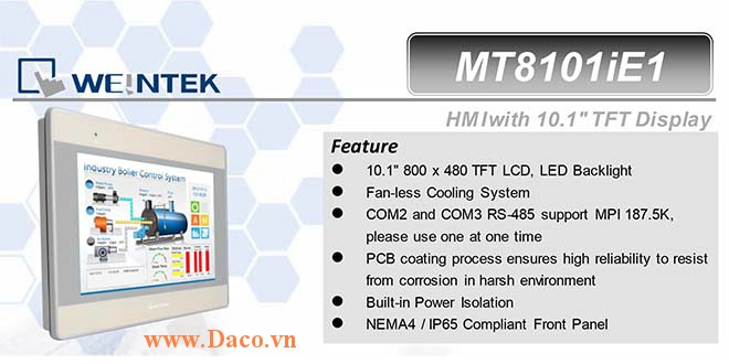 MT8101iE Màn hình cảm ứng HMI Weintek MT8000iE 10 Inch Màu RS232, RS422, RS485, LAN