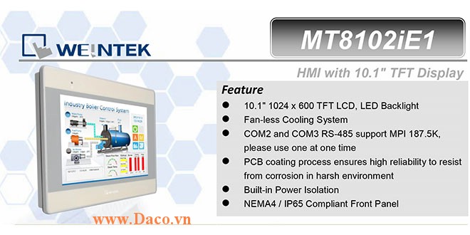 MT8102iE Màn hình cảm ứng HMI Weintek MT8000iE 10 Inch Màu RS232, RS422, RS485, LAN