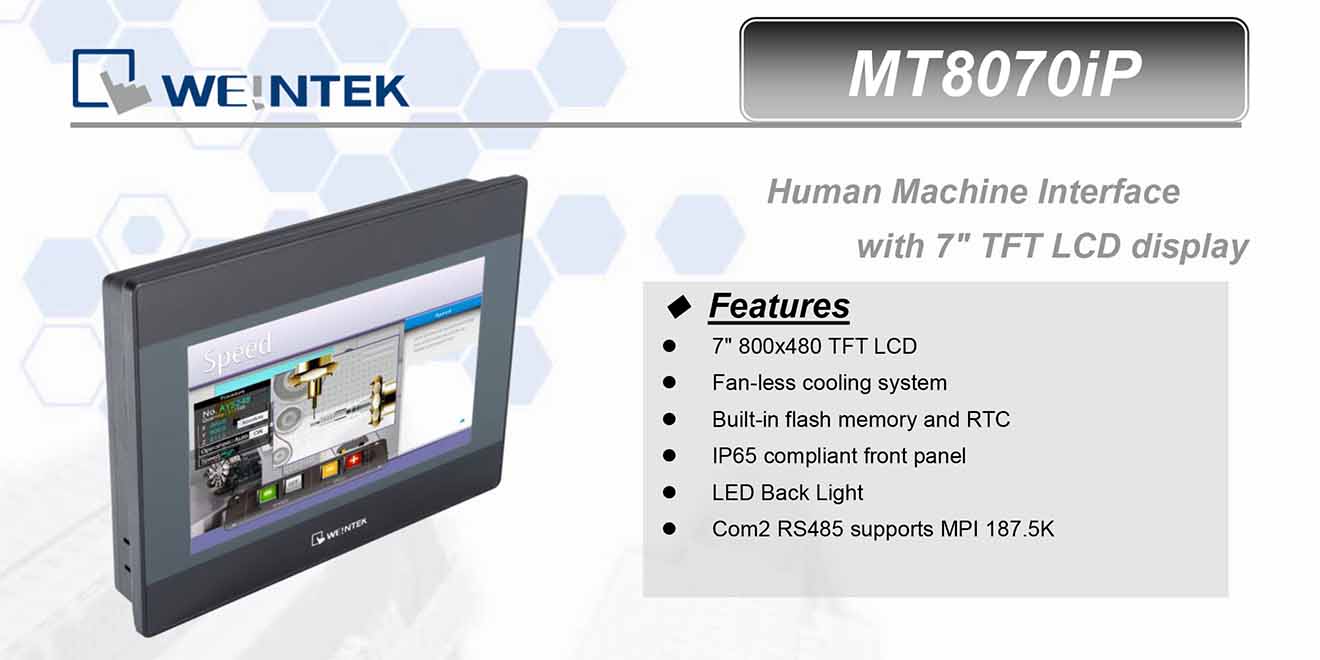 MT8070iP Màn hình cảm ứng HMI Weintek MT8000iP 7 Inch Màu RS232, RS422, RS485, LAN