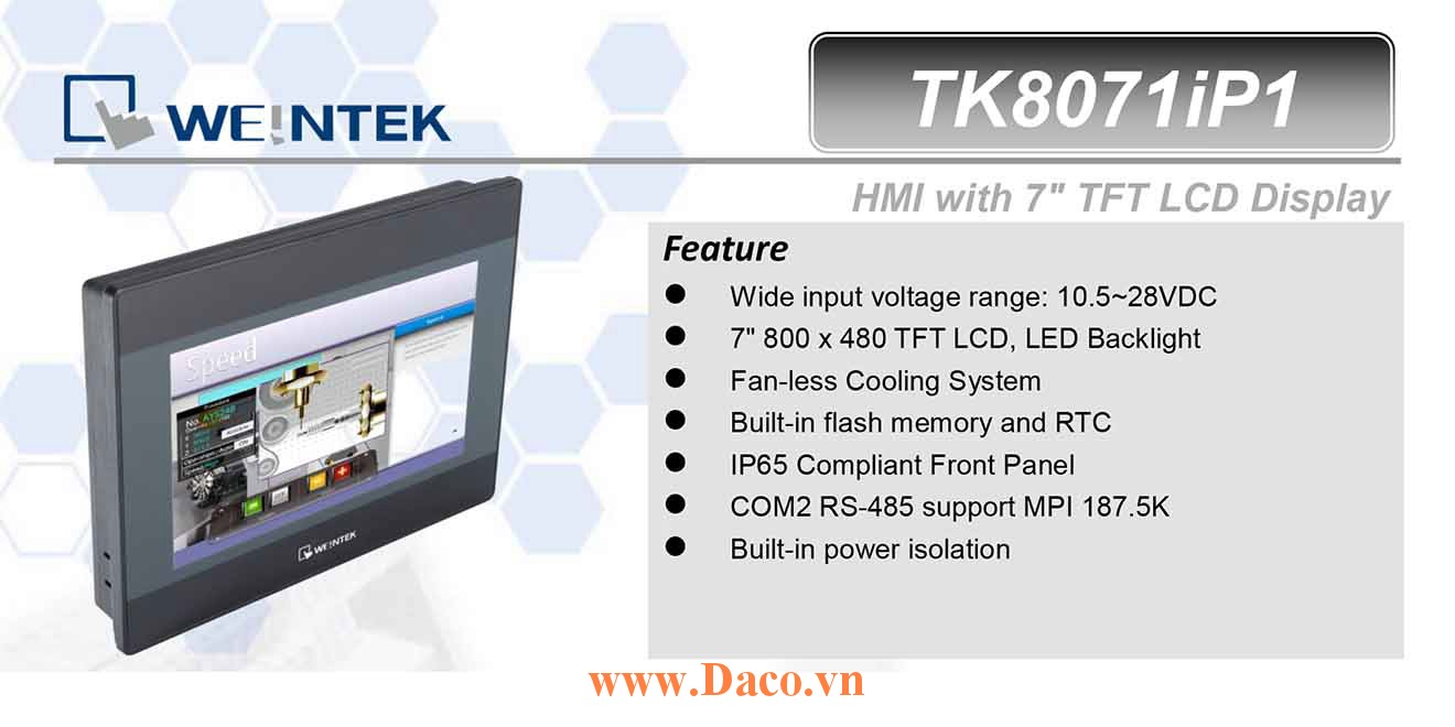 TK8071iP Màn hình cảm ứng HMI Weintek MT8000iP 7 Inch Màu RS232, RS422, RS485, LAN