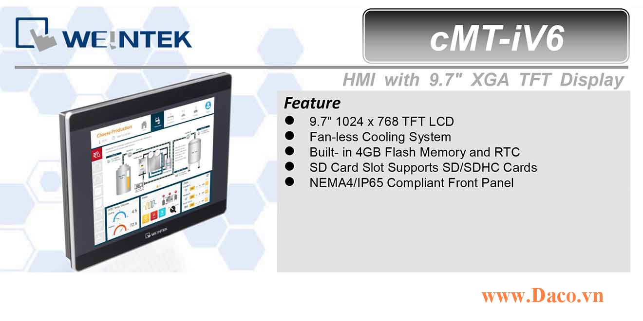 cMT-iV6 Màn hình cảm ứng HMI hiển thị Weintek cMT 9.7 Inch TFT Màu