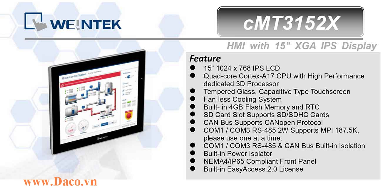 cMT3152X Màn hình cảm ứng HMI Weintek cMT 15 IPS Màu CAN Bus, Audio