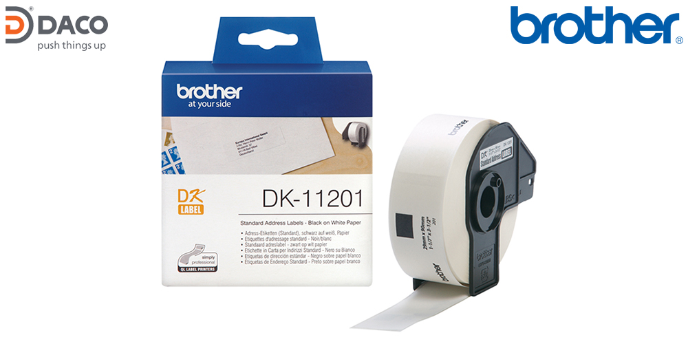 Nhãn giấy Brother DK11201 (DK-11201),  29x90mm, 400 miếng, Chữ Đen Nền Trắng
