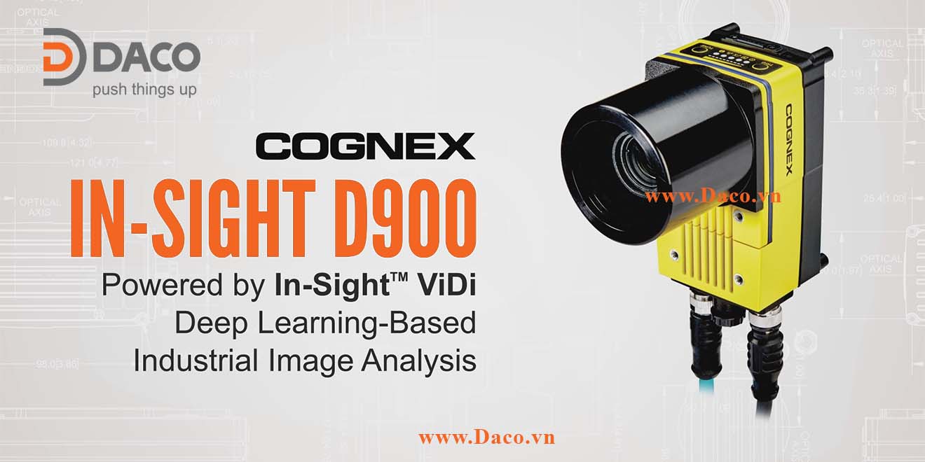 In-Sight D902C Camera Công Nghiệp Cognex In-Sight D900 Series, Monochrome, 1/2.3 inch CMOS (3.45 μm x 3.45 μm pixels), 2.3 MP (1920 x 1200), 34 fps