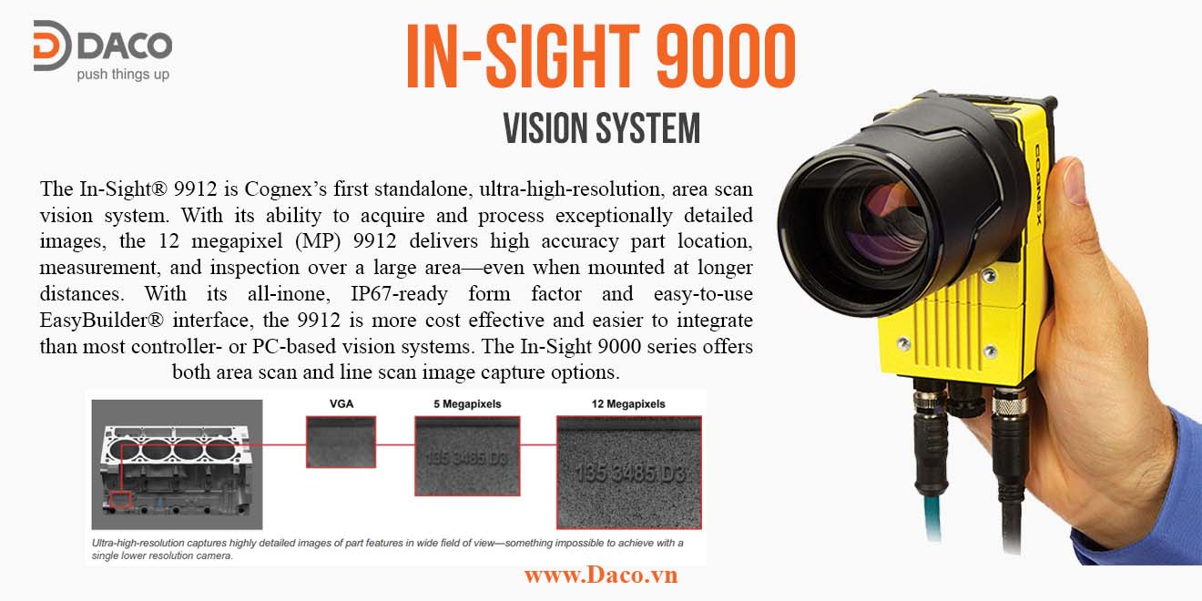 In-Sight 9902L Camera Công Nghiệp Cognex In-Sight 9000 Series, Monochrome, 66 K lines per second (15us per line) fps