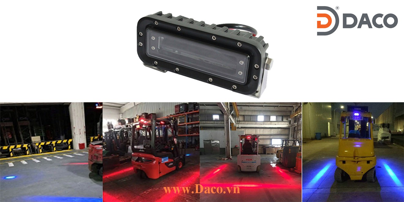 FLSZBL-8185B-18W Đèn vạch vùng an toàn cho xe Forklift LED, Xanh Blue, Ánh sáng đường thẳng, 10-80VDC, 18W, 152x60x57mm, IP67