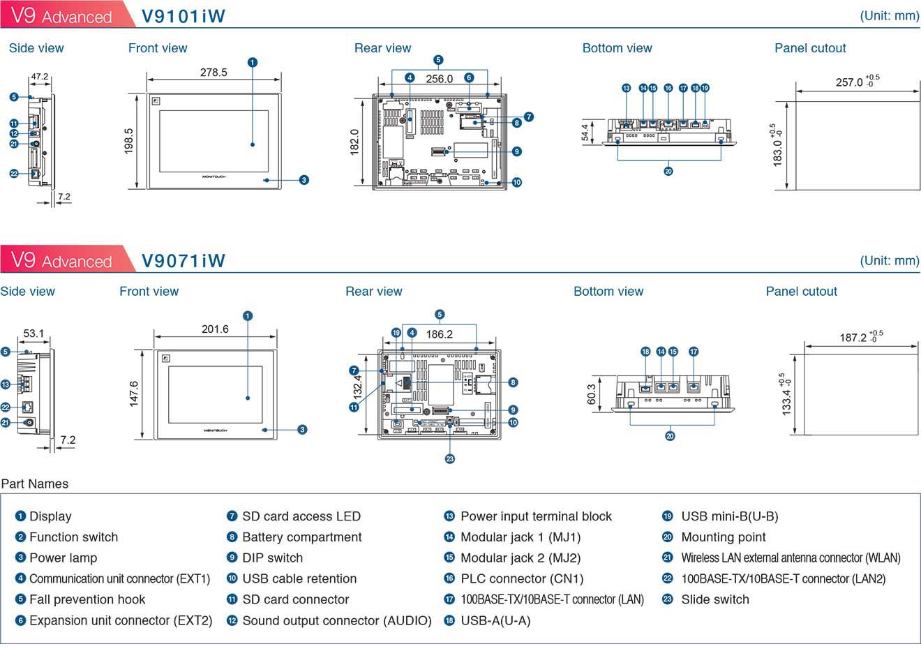 Màn hình cảm ứng HMI Fuji V9 Advanced 7-10.1 Inch Màu