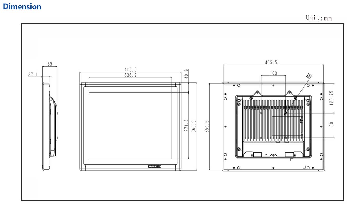 Máy tính Panel gắn tủ 17 Inch ALAD-K1720T Core i3/i5/i7, Celeron