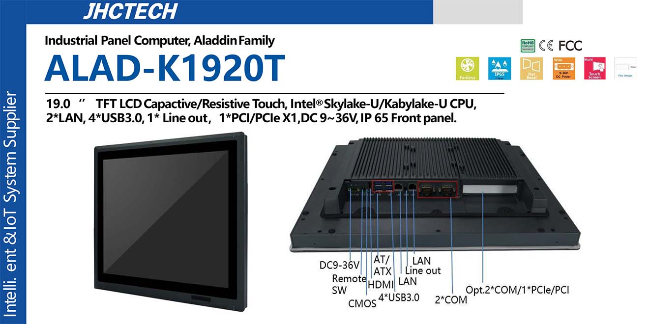 Máy tính Panel gắn tủ 19 Inch ALAD-K1920T Core i3/i5/i7, Celeron