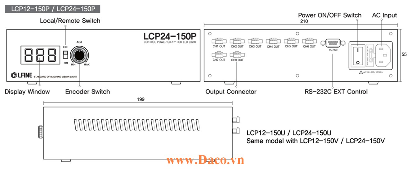 LCP-150P Bộ điều khiển đèn chiếu ổn định điện áp 150W-8Kênh