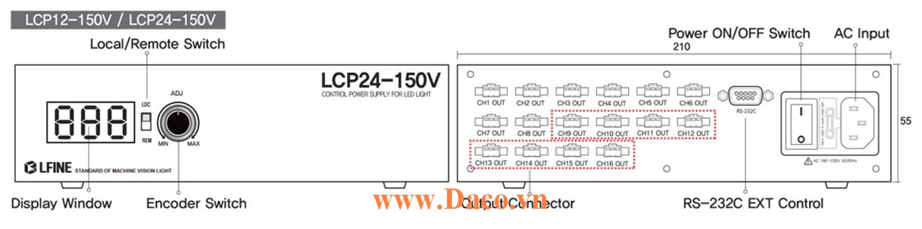 LCP-150V Bộ điều khiển đèn chiếu ổn định điện áp 150W-16Kênh