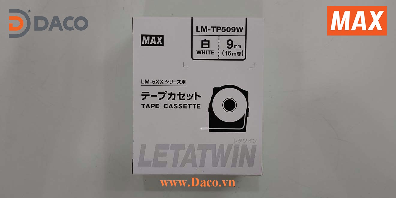 LM-TP509W-16m Hình ảnh thực tế Băng nhãn in ống lồng đầu cốt luồn dây điện MAX Letatwin LM550A-LM550E: 9mm Màu Trắng