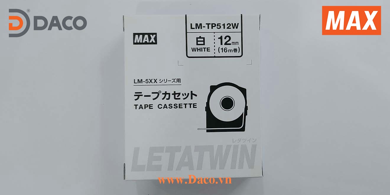 LM-TP512W-16m Hình ảnh thực tế Băng nhãn in ống lồng đầu cốt luồn dây điện MAX Letatwin LM550A-LM550E: 12mm Màu Trắng