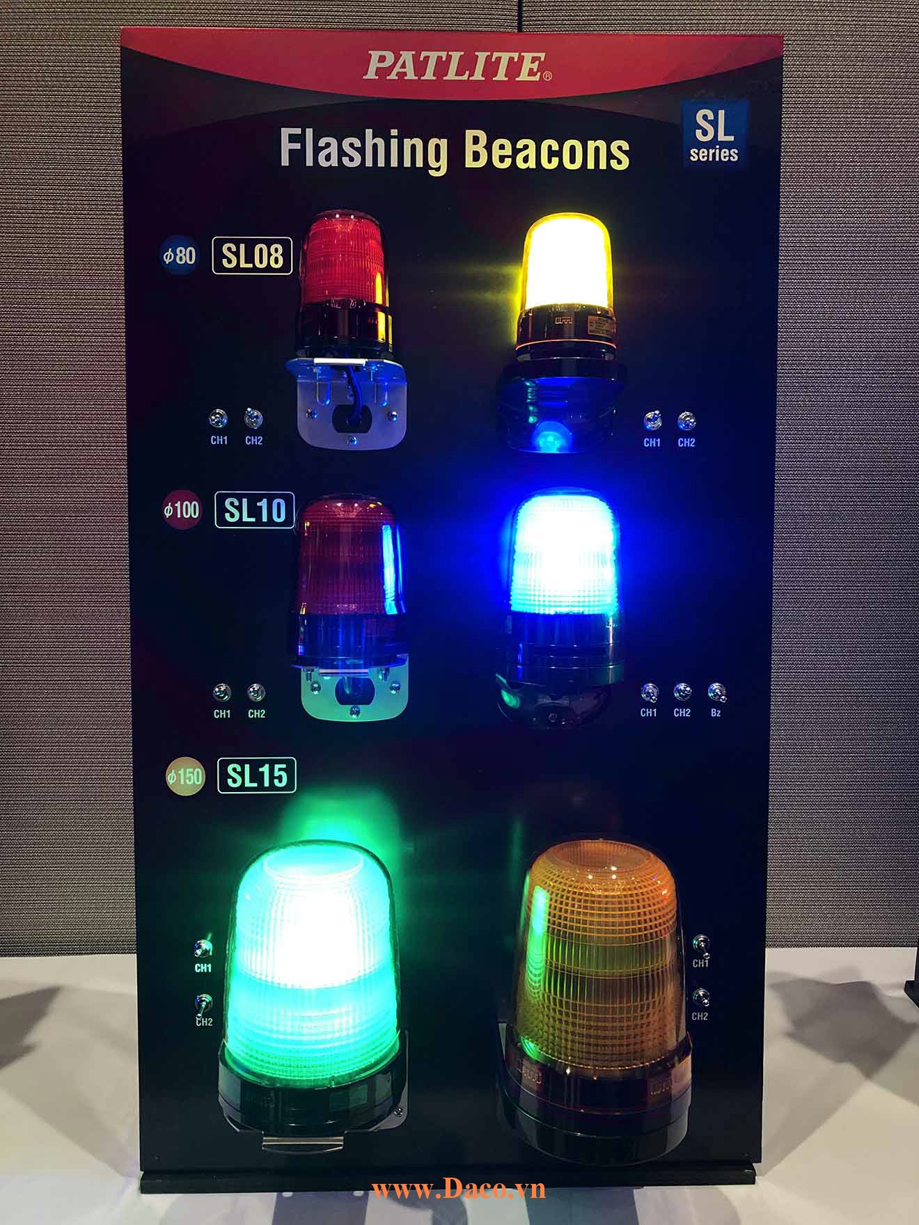 Hình ảnh thực tế sản phẩm đèn báo Patlite Nhấp nháy SL08-SL10-SL15
