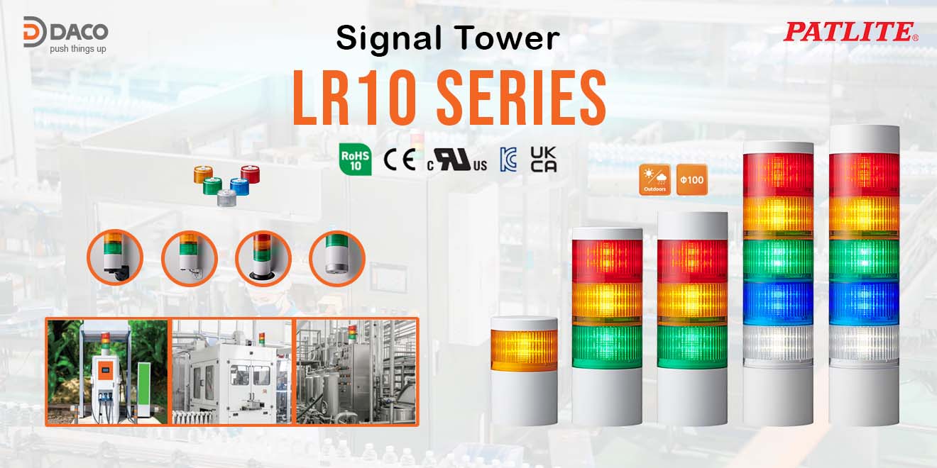 LR10 Series - Đèn tháp tín hiệu PATLITE Φ100 Bóng LED IP66/69K