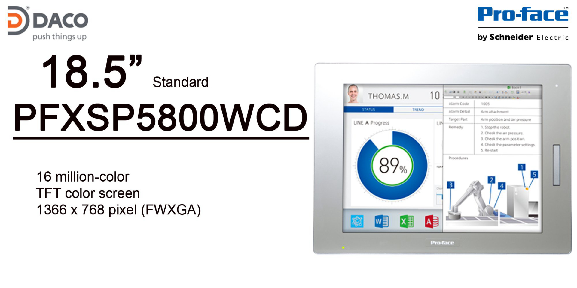 PFXSP5800WCD (SP5800WC) (SP-5800WC) Màn hình cảm ứng HMI Proface 18.5 Inch Màn hình màu Series SP5000