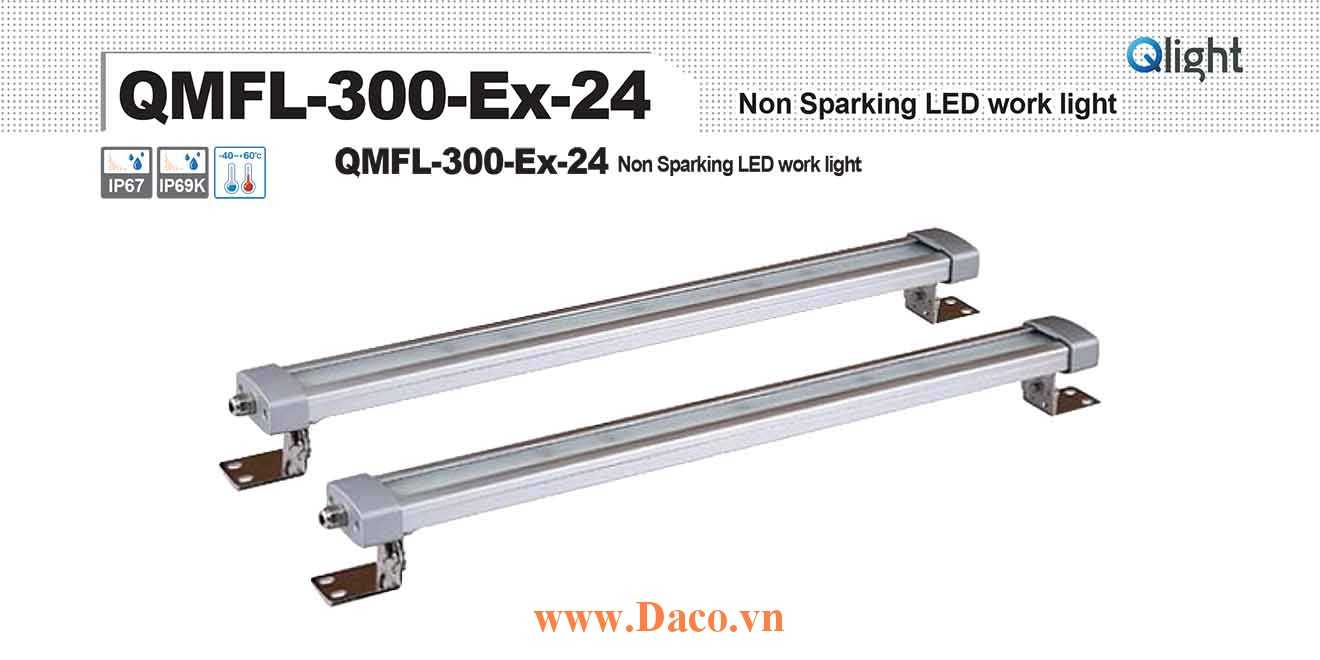 QMFL-300-EX-24 Đèn LED chống dầu máy công cụ phòng nổ 300 Bóng LED 300-EX mm IP67/IP69K