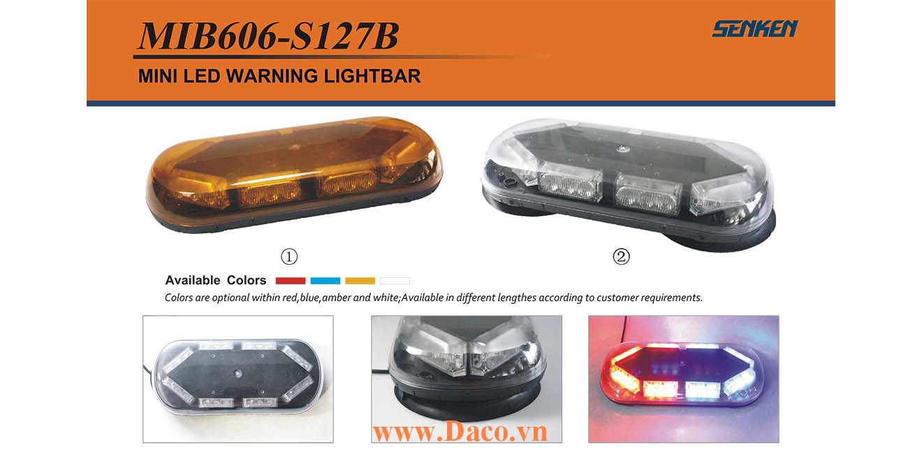 MIB606-S127 Đèn Mini LightBar ngắn xe ưu tiên Senken 400*200*63mm LED