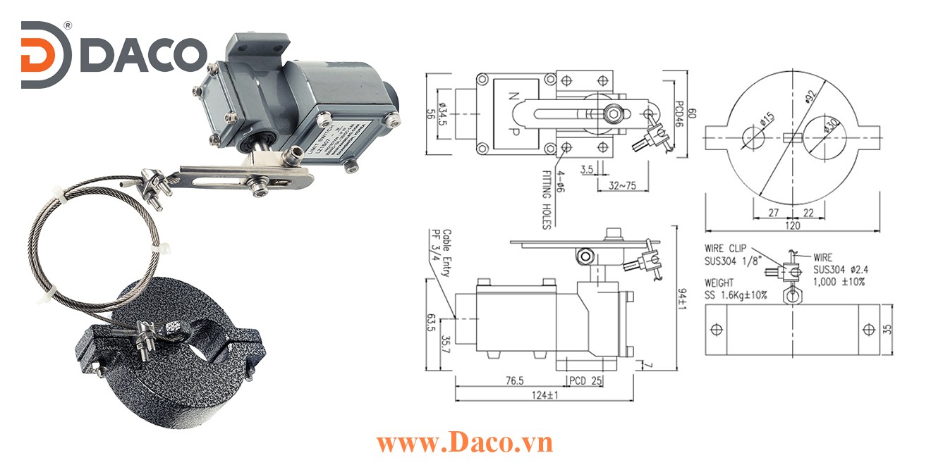 LZ1807-W Công tắc hành trình chống nước & bụi Cần gạt Dây treo quả nặng